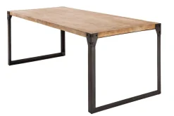 Riess-Ambiente Mehr...|Massivholzesstische > Industrial Design Esstisch FACTORY 160cm Akazie teak-grau weiß gekälkt Metallbeine Kufe
