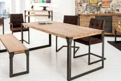 Riess-Ambiente Mehr...|Massivholzesstische > Industrial Design Esstisch FACTORY 160cm Akazie teak-grau weiß gekälkt Metallbeine Kufe