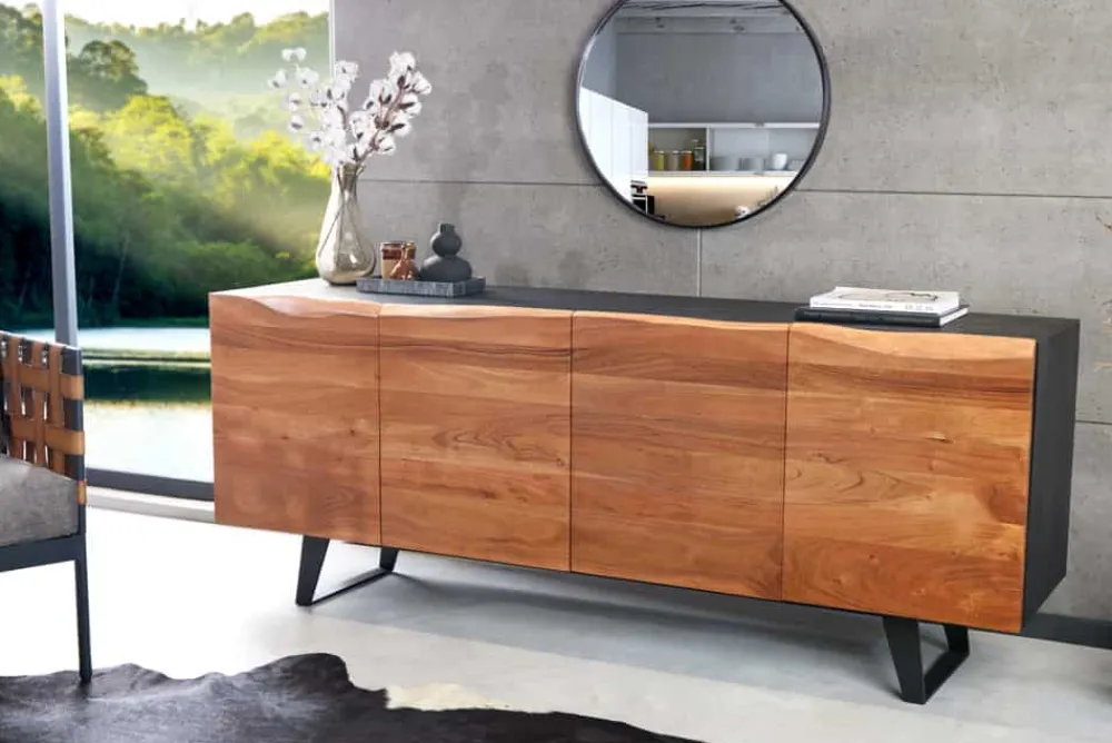 Riess-Ambiente Mehr...|Massivholzschränke > Industrial Design Sideboard ORGANIC ARTWORK 180cm Akazie Massivholz Eisengestell