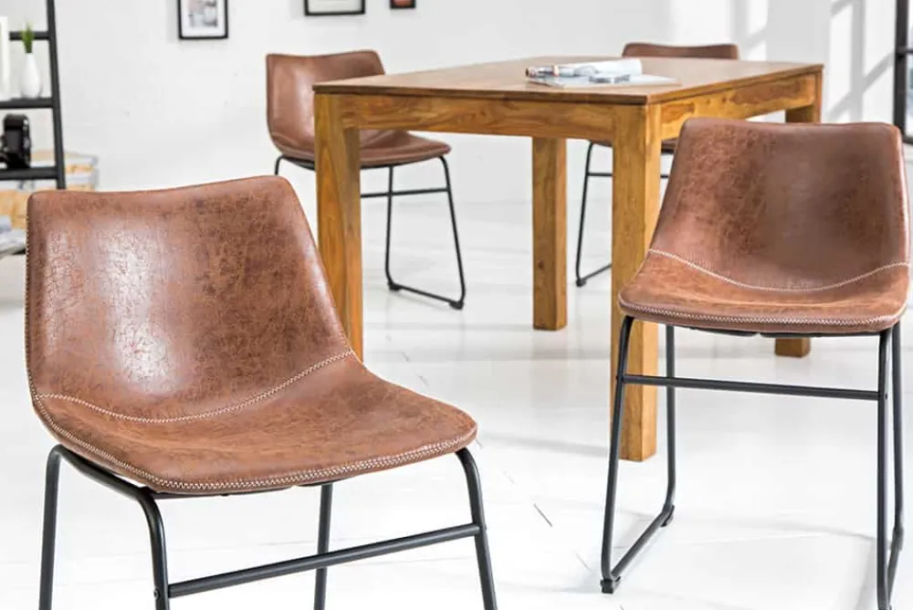 Riess-Ambiente Retro Möbel|Industrial Loft > Industrial Design Stuhl DJANGO vintage braun mit Eisengestell