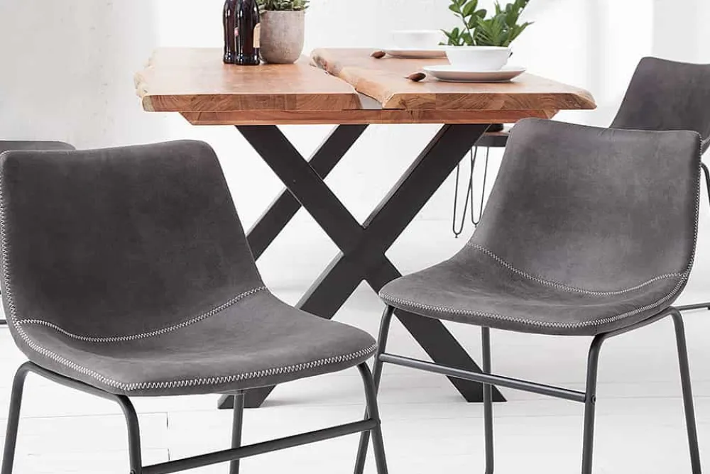 Riess-Ambiente Retro Möbel|Industrial Loft > Industrial Design Stuhl DJANGO vintage grau mit Eisengestell