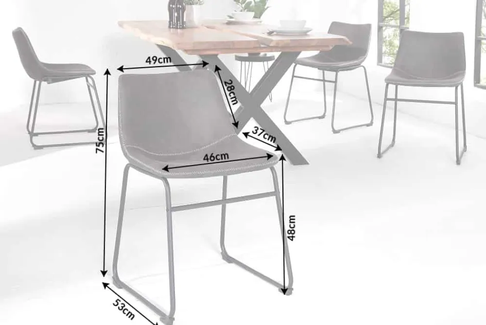 Riess-Ambiente Retro Möbel|Industrial Loft > Industrial Design Stuhl DJANGO vintage grau mit Eisengestell