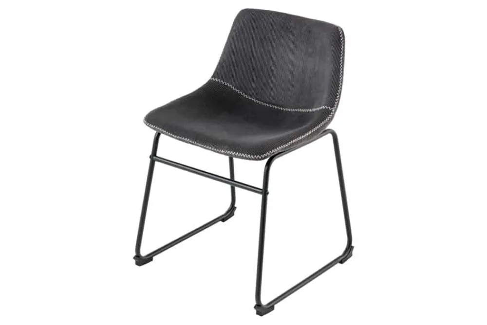 Riess-Ambiente Retro Möbel|Industrial Loft > Industrial Design Stuhl DJANGO grau Cord mit Metallgestell