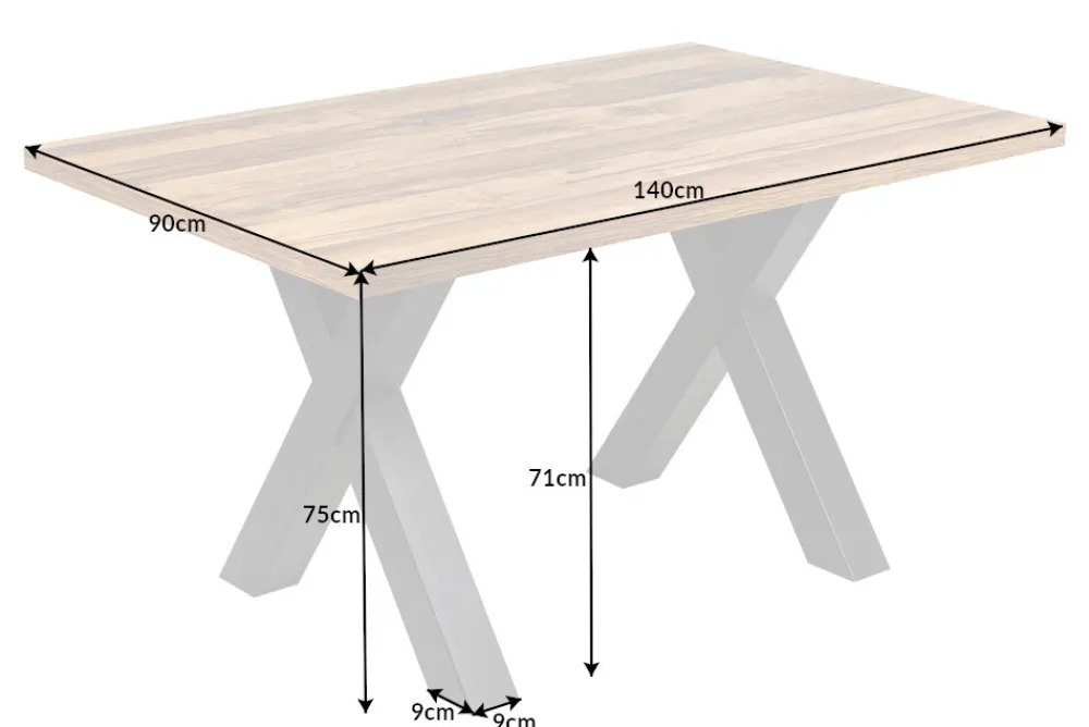 Riess-Ambiente Industrial Loft|Esstische > Industrial Esstisch MONTREAL 140cm natur schwarz Eichenholz-Design X-Gestell