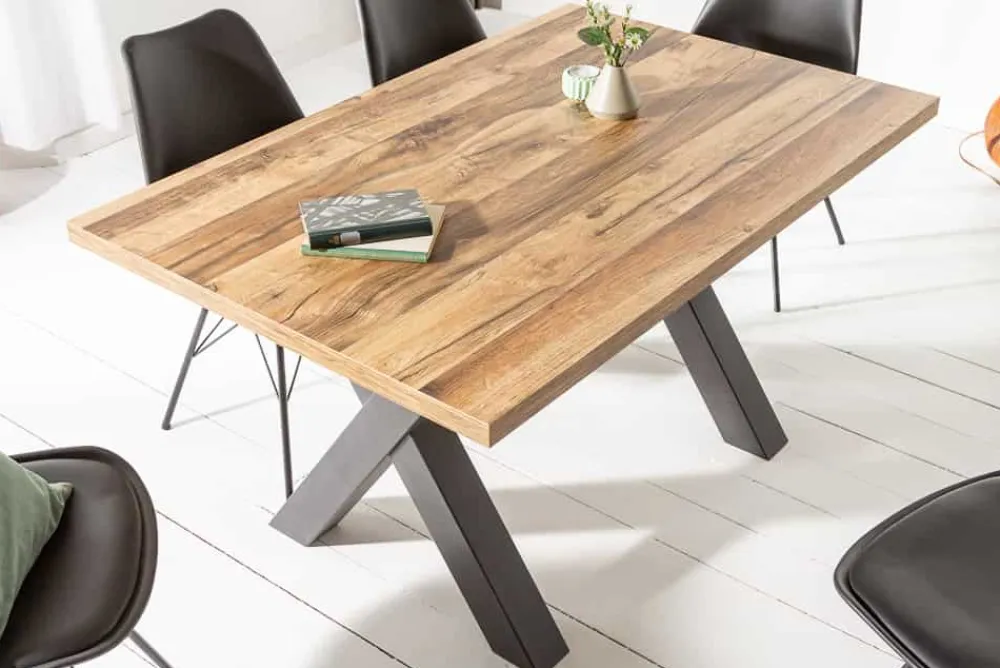 Riess-Ambiente Industrial Loft|Esstische > Industrial Esstisch MONTREAL 140cm natur schwarz Eichenholz-Design X-Gestell