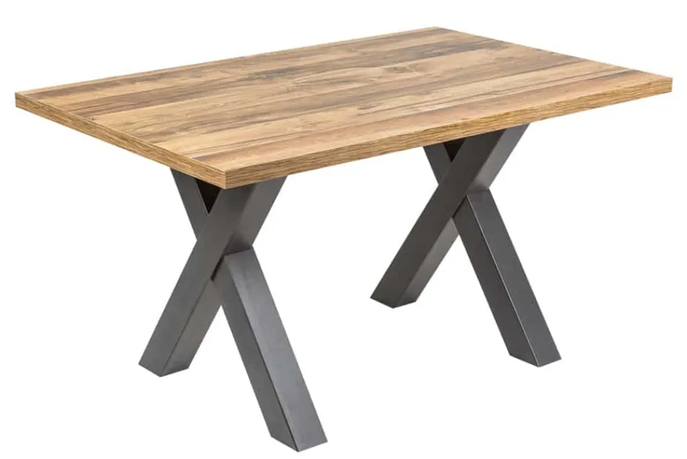 Riess-Ambiente Industrial Loft|Esstische > Industrial Esstisch MONTREAL 140cm natur schwarz Eichenholz-Design X-Gestell
