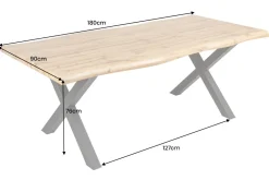 Riess-Ambiente Industrial Loft|Esstische > Industrial Esstisch WILD 180cm braun Wildeiche-Design Baumkante schwarz X-Gestell