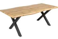 Riess-Ambiente Industrial Loft|Esstische > Industrial Esstisch WILD 200cm braun Wildeiche-Design Baumkante schwarz X-Gestell