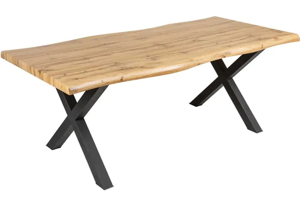 Riess-Ambiente Industrial Loft|Esstische > Industrial Esstisch WILD 200cm braun Wildeiche-Design Baumkante schwarz X-Gestell