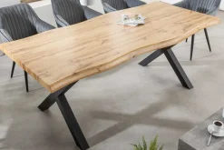 Riess-Ambiente Industrial Loft|Esstische > Industrial Esstisch WILD 200cm braun Wildeiche-Design Baumkante schwarz X-Gestell
