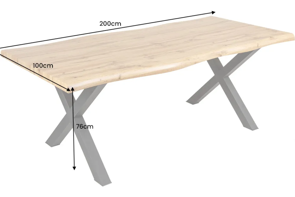 Riess-Ambiente Industrial Loft|Esstische > Industrial Esstisch WILD 200cm braun Wildeiche-Design Baumkante schwarz X-Gestell