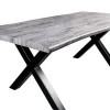 Riess-Ambiente Industrial Loft|Esstische > Industrial Esstisch WILD 200cm grau gekälkt Wildeiche-Design Baumkante schwarz X-Gestell
