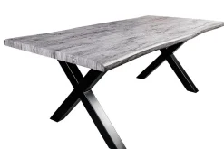 Riess-Ambiente Industrial Loft|Esstische > Industrial Esstisch WILD 200cm grau gekälkt Wildeiche-Design Baumkante schwarz X-Gestell