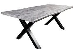 Riess-Ambiente Industrial Loft|Esstische > Industrial Esstisch WILD 160cm grau gekälkt Wildeiche-Design Baumkante schwarz X-Gestell