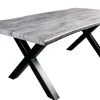 Riess-Ambiente Industrial Loft|Esstische > Industrial Esstisch WILD 180cm grau gekälkt Wildeiche-Design Baumkante schwarz X-Gestell