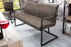 Riess-Ambiente Industrial Loft|Sitzbänke > Industrial Freischwinger Bank LOFT 160cm taupe mit Armlehne