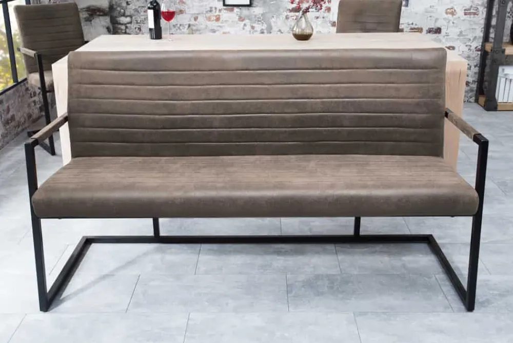 Riess-Ambiente Industrial Loft|Sitzbänke > Industrial Freischwinger Bank LOFT 160cm taupe mit Armlehne