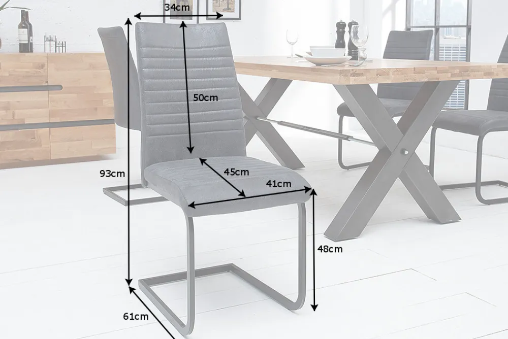 Riess-Ambiente Freischwinger|Industrial Loft > Industrial Freischwinger Stuhl APARTMENT antik grau mit Metallgestell