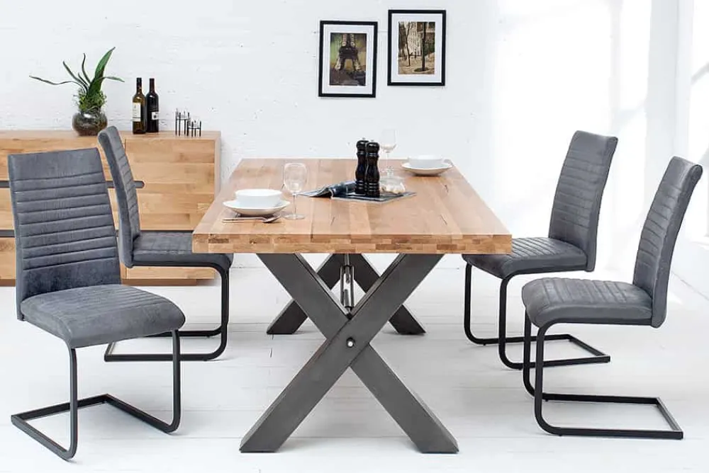 Riess-Ambiente Freischwinger|Industrial Loft > Industrial Freischwinger Stuhl APARTMENT antik grau mit Metallgestell