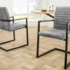 Riess-Ambiente Freischwinger|Industrial Loft > Industrial Freischwinger Stuhl LOFT vintage grau Microfaser mit Armlehne Eisengestell