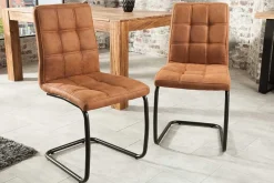 Riess-Ambiente Freischwinger|Industrial Loft > Industrial Freischwinger Stuhl MODENA hellbraun mit Ziersteppung