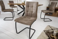 Riess-Ambiente Freischwinger|Industrial Loft > Industrial Freischwinger Stuhl MODENA vintage taupe mit Ziersteppung