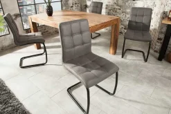 Riess-Ambiente Freischwinger|Industrial Loft > Industrial Freischwinger Stuhl MODENA vintage grau mit Ziersteppung