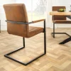 Riess-Ambiente Freischwinger|Industrial Loft > Industrial Freischwinger Stuhl LOFT vintage braun Microfaser mit Armlehne Eisengestell