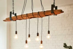 Riess-Ambiente Mehr...|Mehr... > Industrial Hängelampe BARRACUDA 152cm recyceltes Massivholz mit 5 Leuchten