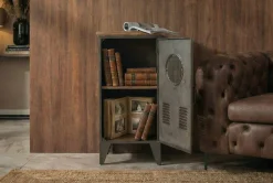 Riess-Ambiente Industrial Loft|Nachttische > Industrial Schrank NAUTILUS 85cm natur grau Metall Massivholz Vintage Spind