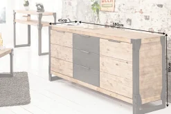 Riess-Ambiente Mehr...|Industrial Loft > Industrial Sideboard FACTORY 180cm Akazie Massivholz weiß gekälkt Kommode mit Schubladen