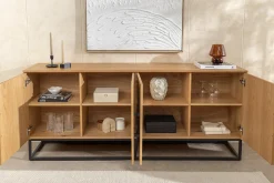 Riess-Ambiente Industrial Loft|Sideboards & Kommoden > Industrial Sideboard GRANDEZZA 180cm natur Eiche schwarz Metall viel Stauraum