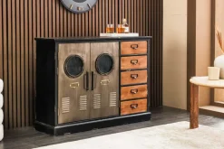 Riess-Ambiente Mehr...|Industrial Loft > Industrial Sideboard NAUTILUS 105cm braun schwarz grau Pinienholz Metall Vintage-Look