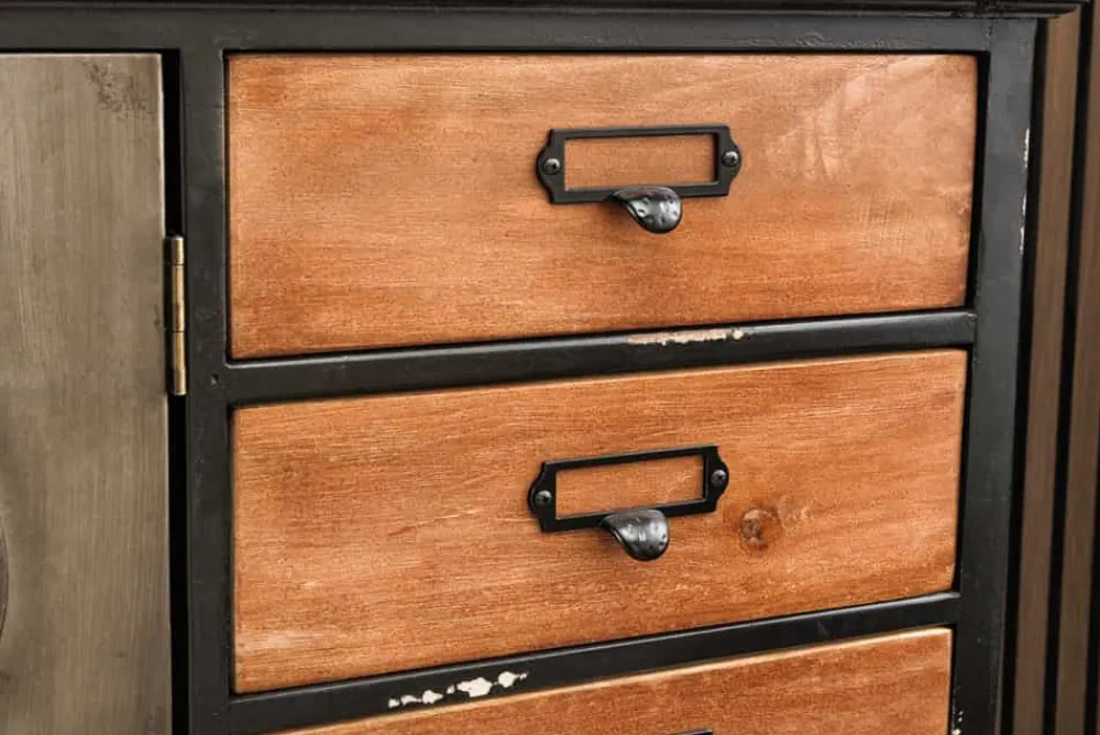 Riess-Ambiente Mehr...|Industrial Loft > Industrial Sideboard NAUTILUS 105cm braun schwarz grau Pinienholz Metall Vintage-Look