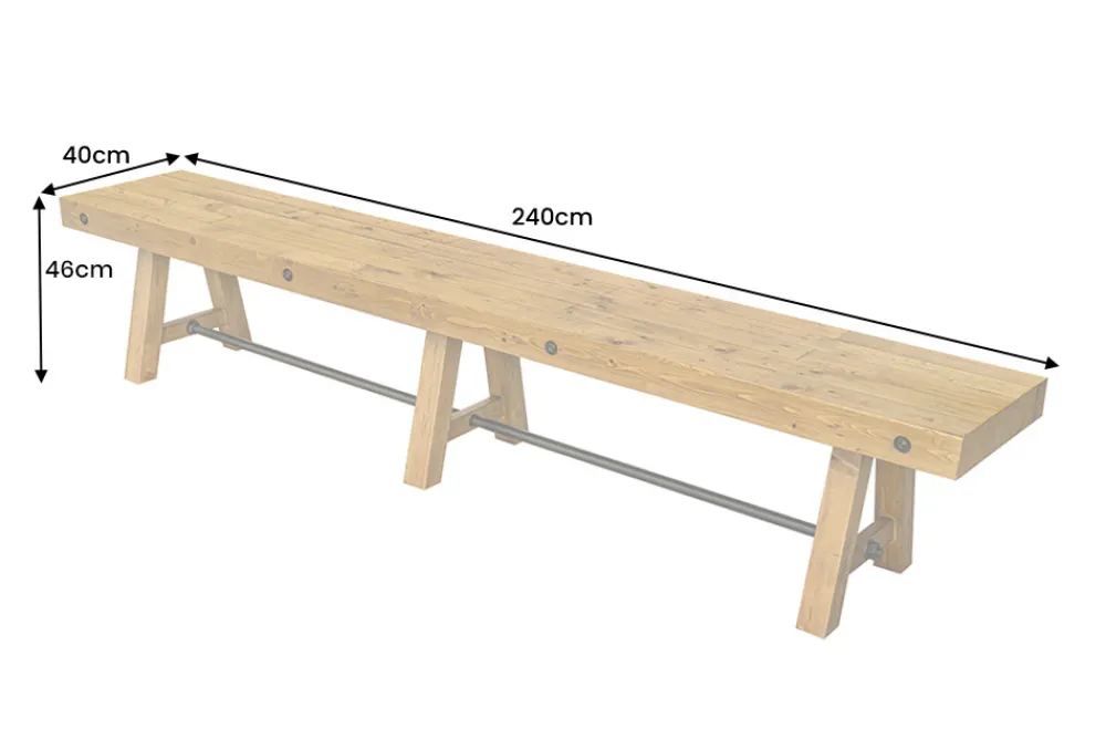 Riess-Ambiente Mehr...|Industrial Loft > Industrial Sitzbank FINCA 240cm vintage braun recyceltes Pinienholz Eisen