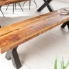 Riess-Ambiente Mehr...|Industrial Loft > Industrial Sitzbank IRON CRAFT 200cm Mangoholz mit schwarzen X-Beinen