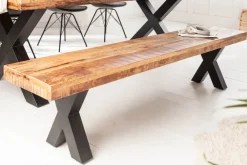 Riess-Ambiente Mehr...|Industrial Loft > Industrial Sitzbank IRON CRAFT 160cm Mangoholz mit schwarzen X-Beinen
