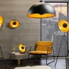 Riess-Ambiente Goldene Möbel|Industrial Loft > Industrial Stehlampe STUDIO 150cm schwarz Blattgold-Optik neigbarer Schirm