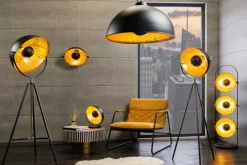Riess-Ambiente Goldene Möbel|Industrial Loft > Industrial Stehlampe STUDIO 150cm schwarz Blattgold-Optik neigbarer Schirm