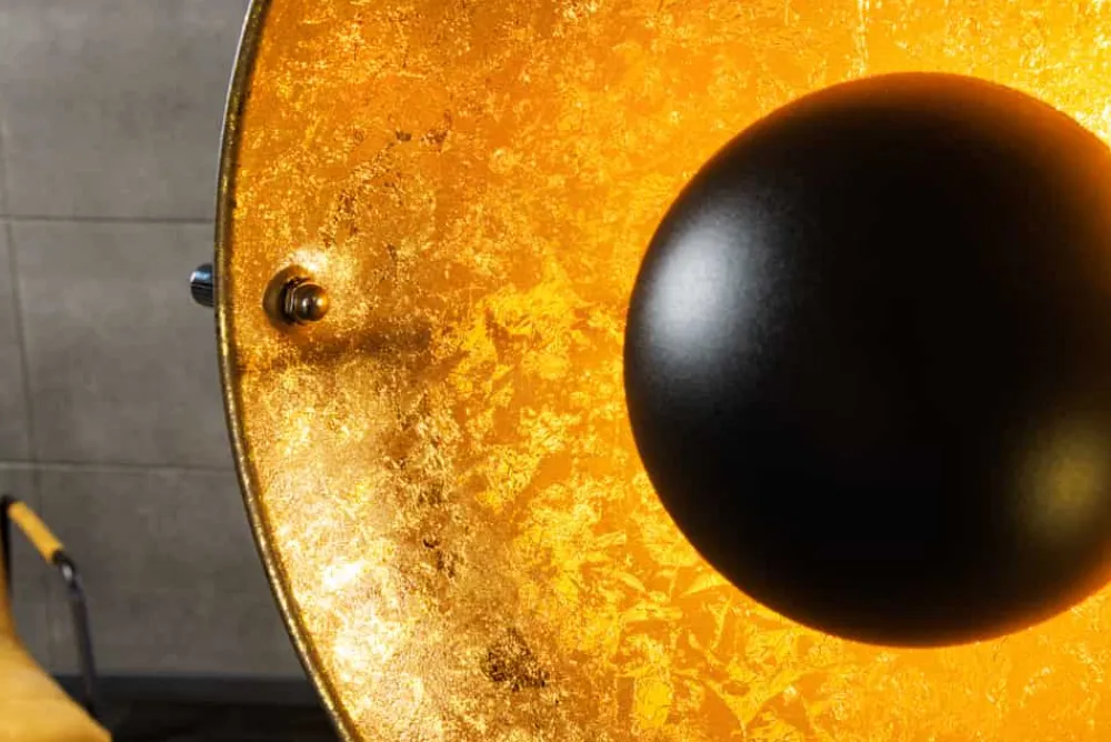 Riess-Ambiente Goldene Möbel|Industrial Loft > Industrial Stehlampe STUDIO 150cm schwarz Blattgold-Optik neigbarer Schirm