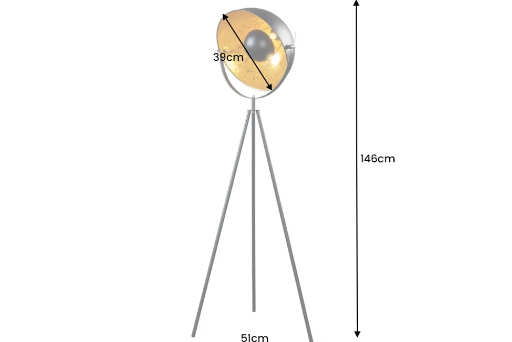 Riess-Ambiente Goldene Möbel|Industrial Loft > Industrial Stehlampe STUDIO 150cm schwarz Blattgold-Optik neigbarer Schirm