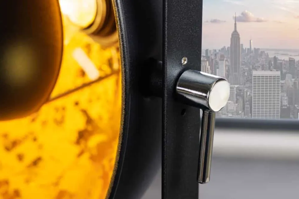 Riess-Ambiente Goldene Möbel|Industrial Loft > Industrial Stehlampe STUDIO 130cm schwarz Blattgold-Optik 3 neigbare Schirme