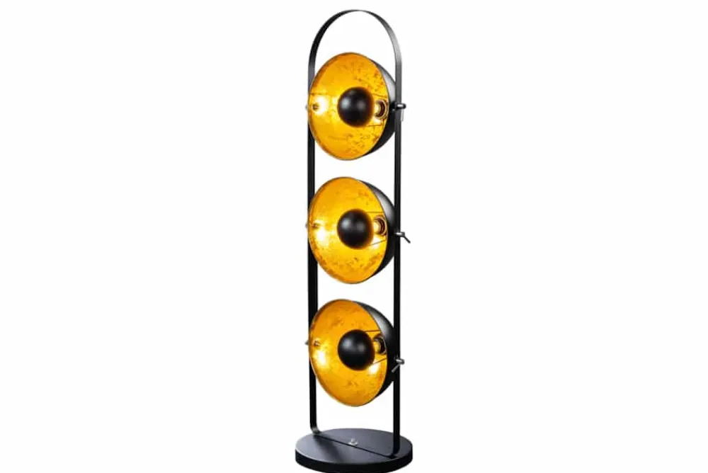 Riess-Ambiente Goldene Möbel|Industrial Loft > Industrial Stehlampe STUDIO 130cm schwarz Blattgold-Optik 3 neigbare Schirme
