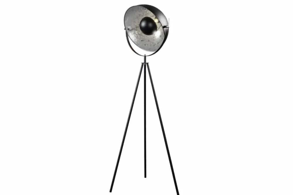 Riess-Ambiente Industrial Loft|Retro Möbel > Industrial Stehlampe STUDIO 150cm schwarz Blattsilber-Optik neigbarer Schirm
