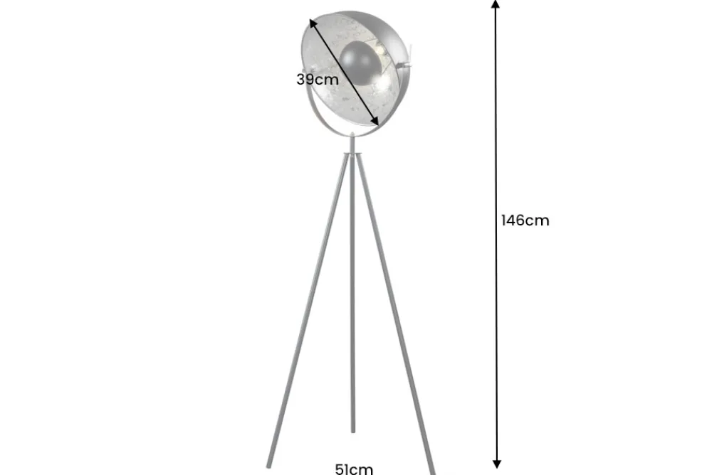 Riess-Ambiente Industrial Loft|Retro Möbel > Industrial Stehlampe STUDIO 150cm schwarz Blattsilber-Optik neigbarer Schirm