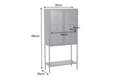 Riess-Ambiente Highboards|Industrial Loft > Industrial Vitrine DURA STEEL 150cm schwarz Metall Glas Highboard