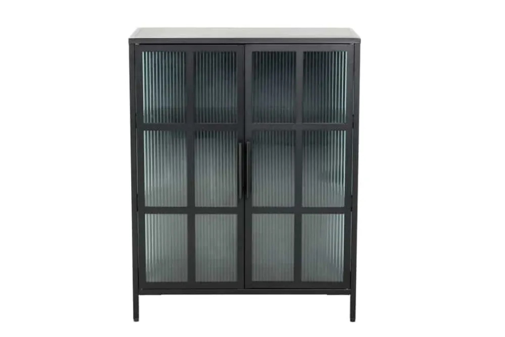 Riess-Ambiente Vitrinen|Industrial Loft > Industrial Vitrine DURA STEEL 80cm schwarz Metall Riffelglas