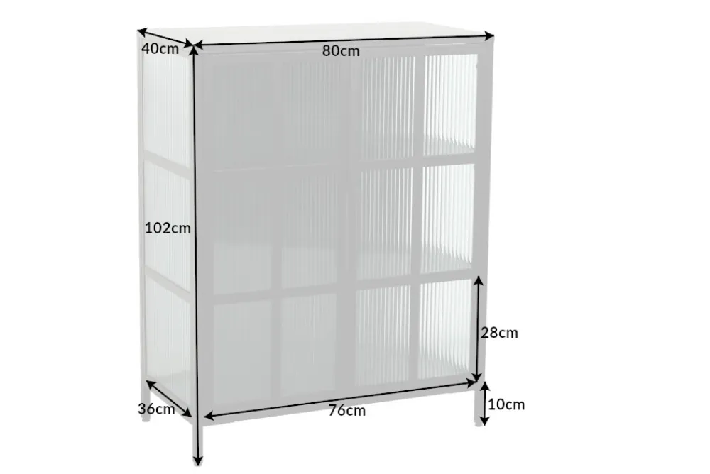 Riess-Ambiente Vitrinen|Industrial Loft > Industrial Vitrine DURA STEEL 80cm schwarz Metall Riffelglas