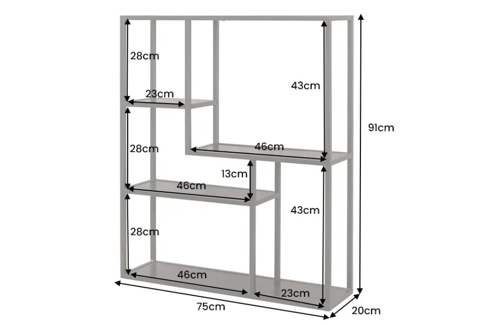 Riess-Ambiente Wandregale|Industrial Loft > Industrial Wandregal SLIM LINE 90cm Esche schwarz fünf Regalböden