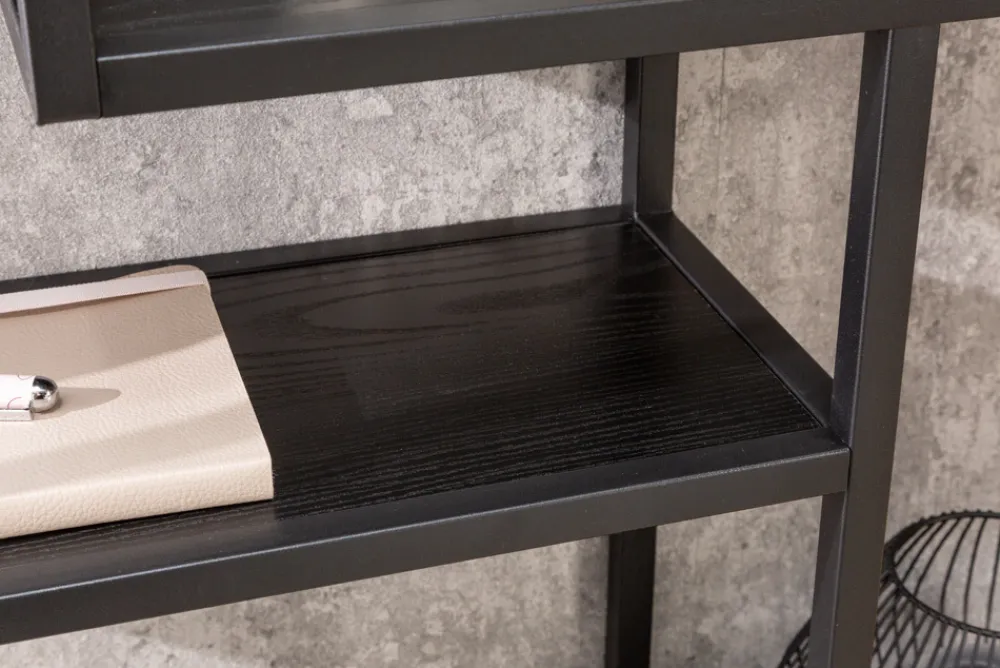 Riess-Ambiente Wandregale|Industrial Loft > Industrial Wandregal SLIM LINE 90cm Esche schwarz fünf Regalböden